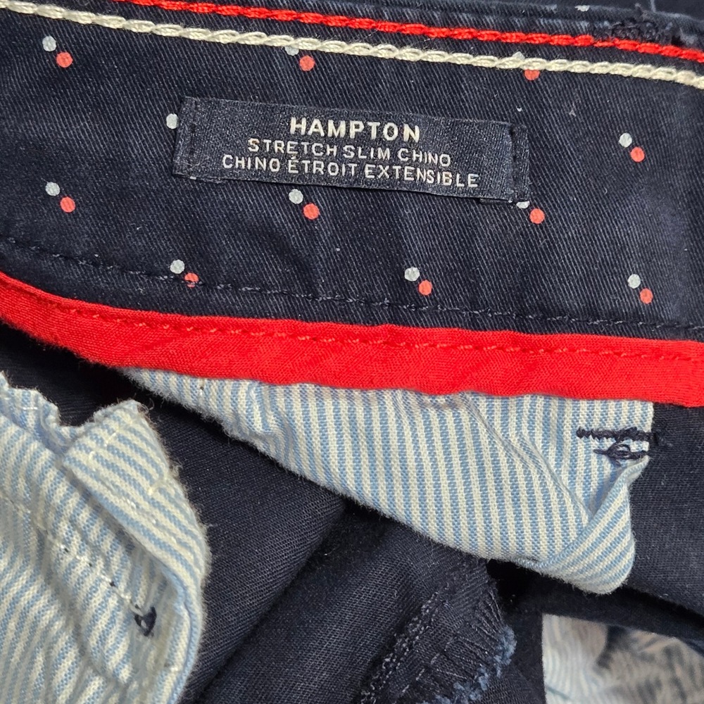 Tommy Hilfiger Hampton Stretch Slim Chino Navy Blue Dots Pants Mid Rise Size 8 - Picture 10 of 13